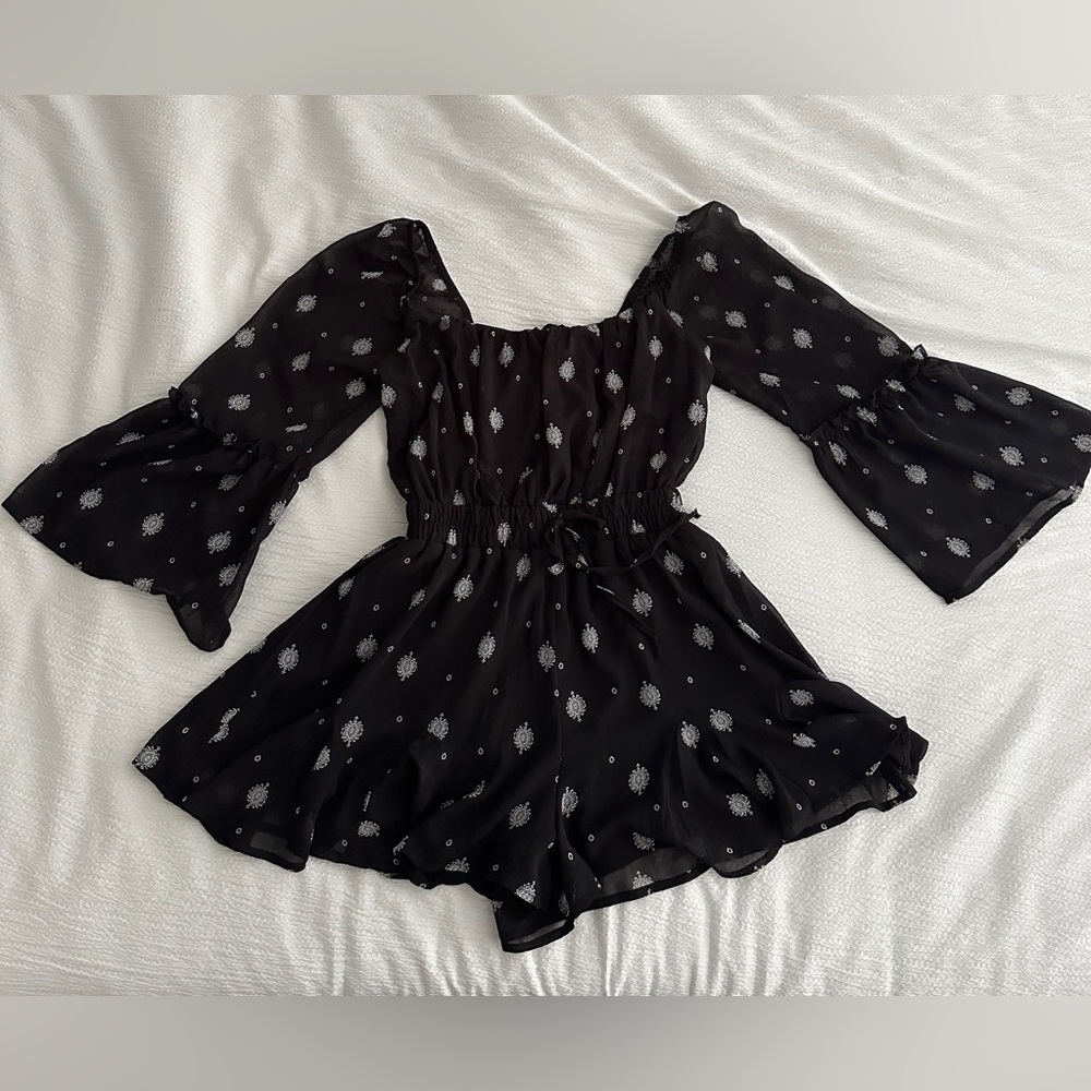 Black printed romper